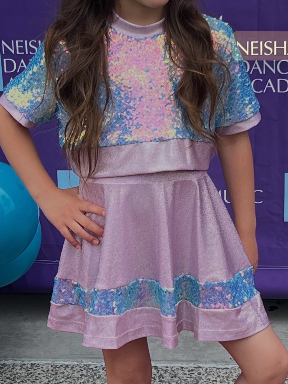 Girls Lavender Sequin Dance Costume Dress size 4-5t